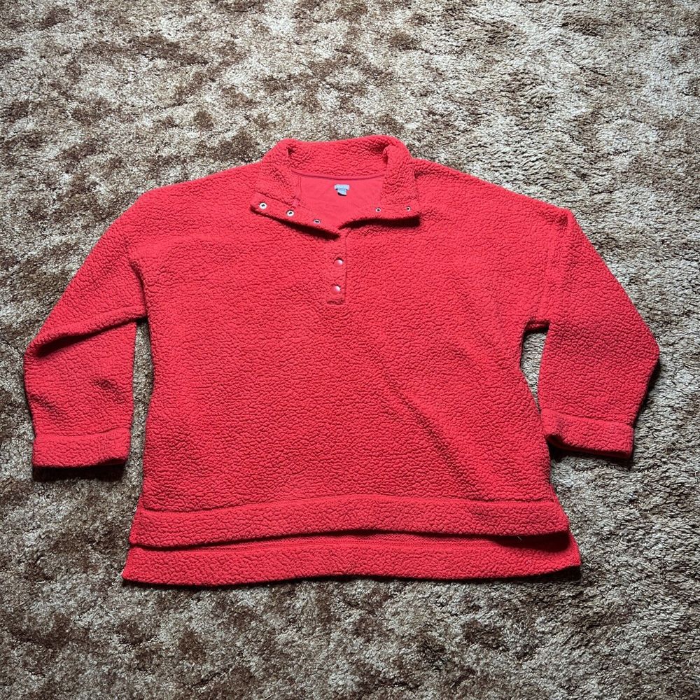Aerie Jacket Womens Extra Large Oversized Quarter Button Fleece Long Sleeve